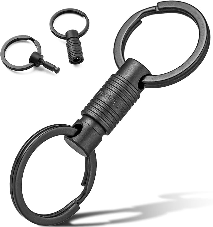 FEGVE Titanium Quick Release Keychain, Detachable Pull Apart Key Chain | Easy Access, Tangle-Free 360° Swivel, Rustproof and Durable, for Valet Car Home Key Storage