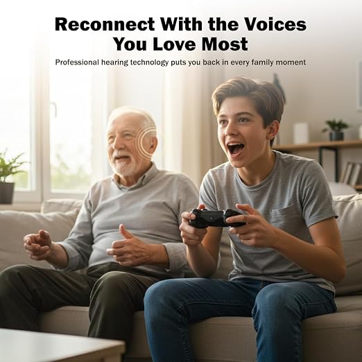 Hearing Aids for Seniors, Rechargeable Hearing Aids for Seniors with 80H Battery Life, Hearing Aid Pair, Noise Reduction DSP Chip, 4 Listening Modes, BTE Hearing Aids for Severe Hearing Loss