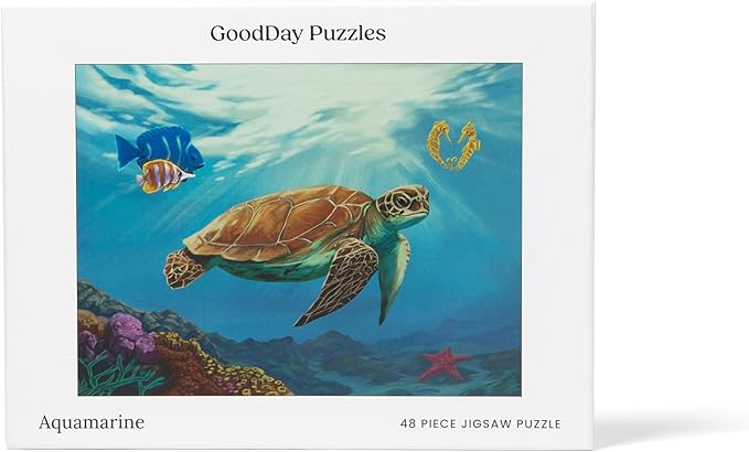 Large Piece Jigsaw Puzzle – Easy & Colorful, Dementia & Memory Activities for Seniors, Elderly Gifts, 48 Pieces, Aquamarine