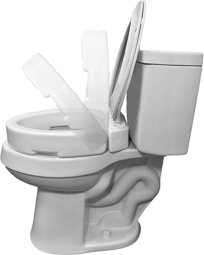 Carex Hinged Round Raised Toilet Seat Riser, Adds 3.5 Inches of Height, 300 lbs Capacity, Elevating and Raising Seat for Elderly and Handicap, Universal, Slip-Resistant, White