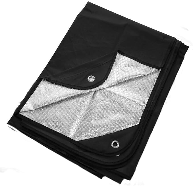 Arcturus Insulated Tarp, Reusable Heavy Duty Thermal Survival Blanket – 60x82in, Reflects 90% Body Heat, Waterproof, Windproof, 3-Layer Design, Reinforced Grommets, Black