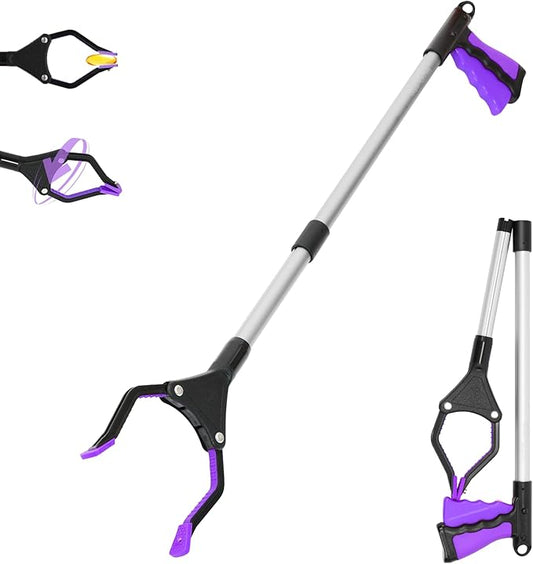 32 inch GrabRunner Folding Reacher Grabber Tool with Magnet for Seniors, Disabled, After Surgery Recovery(Purple)