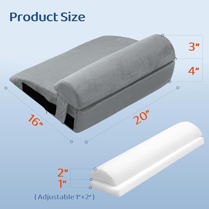 Recliner Foot Rest Cushion with Removable Semi-Cylinder | Customize Support For Every Body Part, Adjustable Recliner Leg Pillow for Recliner&Sofa, 2 Reinforced Strap for No Slip, Grey