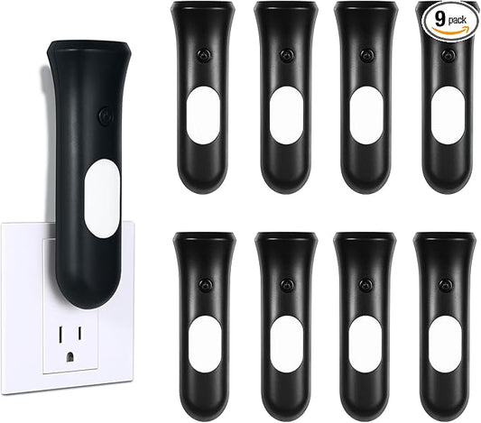 ROSSEX 4 in 1 Emergency Power Failure Lights for Home, 9 Pcs Rechargeable LED Flashlight, Automatic Turn-On Power Outage Light Plug in Wall for Snow Storm Weatheready, Black