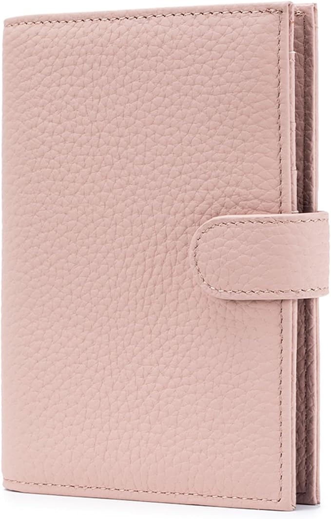 Karmiir RFID Passport Holder Travel Wallet for Women, Leather Passport Cover Wallet with Card Holders SIM Slots,Zippered Coins Pocket and Cash Slot Slim Compact Travel Wallet (Pink)