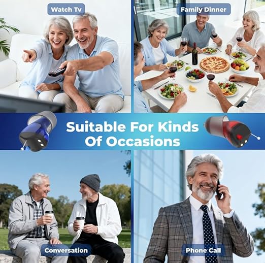 LINNER Saturn 2025 OTC Hearing Aids for Senior & Adult, Rechargeable Amplifiers with Comfort Design, Noise Cancellation for Aid & Assist Hearing, Discreet & Nearly Invisible In-Ear Device (Black)