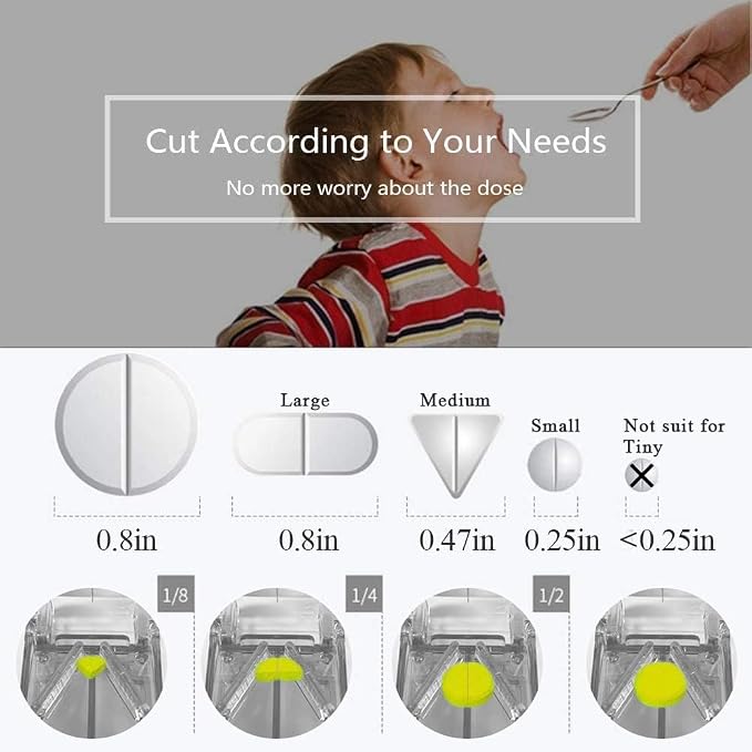 Pill Cutter for Small or Large Pills. The Best Multiple Pill Splitter Ever! Design in The USA. Doubles as a Pill Box. Not Suitable for Tiny Pills. Keychain Pill Holder As a Bonus. (Gray)