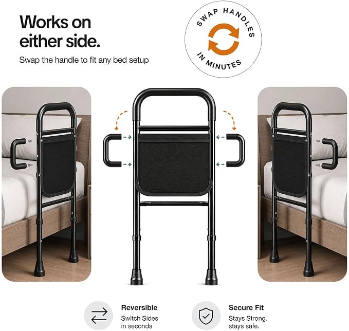 Medical king Bed Rails for Elderly Adults Safety Bed Assist Rails for Seniors with Adjustable Heights ASTM Approved Easy to get in or Out of Bed with Floor Support