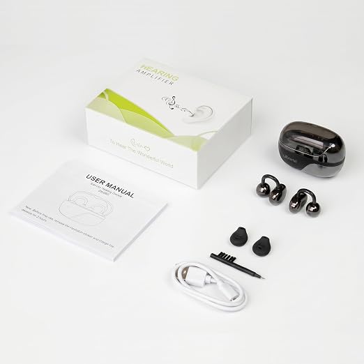 Waterfall Bead OTC Hearing Aids for Seniors & Adults, Invisible Clip-On, Non-Blocking Ear Canal, Open-Ear Comfortable Fit, Clear Sound for Daily Conversations