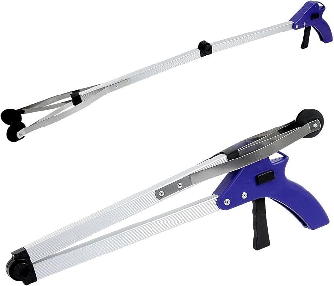 Reacher Grabber 32" Extra Long Folding Reaching Claw Heavy Duty Mobility Aid Arm Extender Gripper Tools for Trash Pick Up Litter Picker Garden Nabber Elderly Arthritis Reach Assist Tool