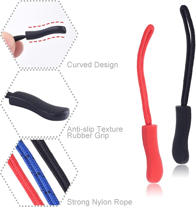 CooBigo 25Pack Zipper Pull Replacement, Golf Bag Zipper Pull Replacement Tab for Backpack, Jackets, Pants, Boots, Coats, Luggage - 12 Colors(Universal Extender)
