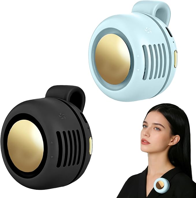 Portable Fan,2-in-1 Waist Clip On Bladeless, Ultra-Quiet Mini Personal Neck Fan 3 Speeds with 360°Adjustable Clip USB Rechargeable for Hiking,Office & Outdoor