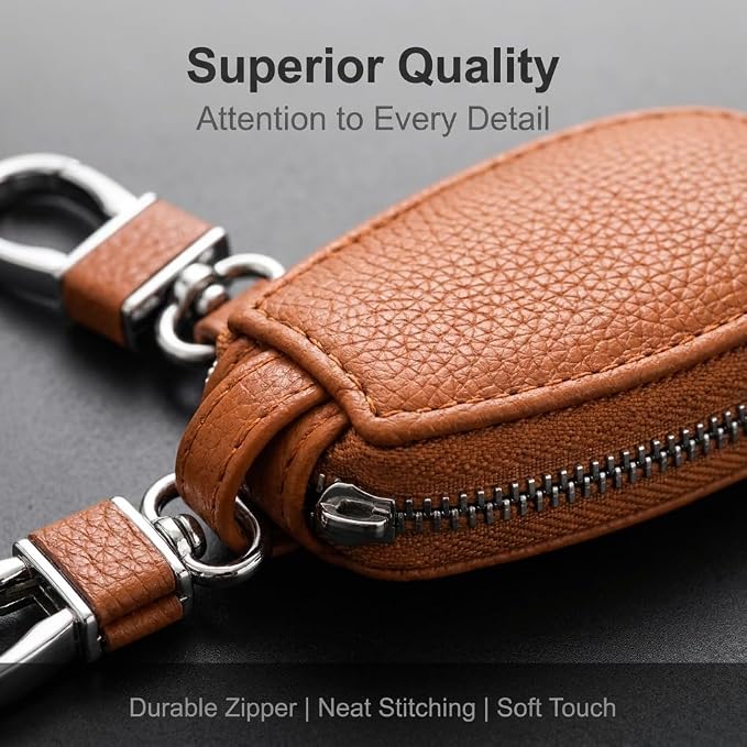 1PC Car Key Fob Case, Leather Car Key Holder for Purse, Automotive Smart Key fob Holder with Hook, for Remote Key Fob