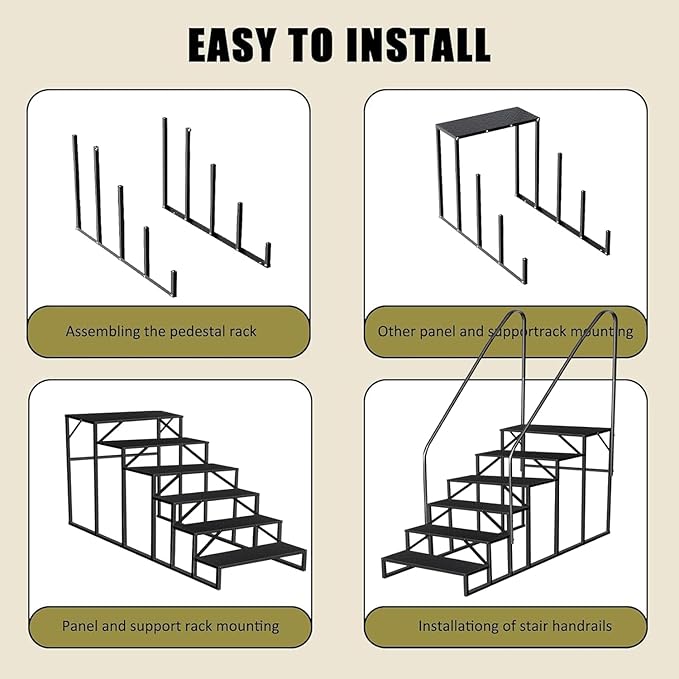 Step Ladder, 6 Step Stool with Handle, Heavy Duty Pool Ladder Above Ground 660Lbs, Camper Steps Outdoor Steps RV Stairs for Reaching High, Portable Home Stairs for Travel Trailer