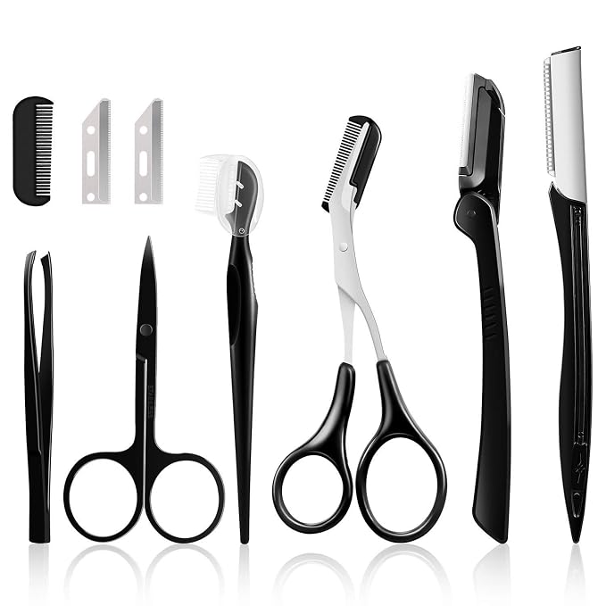 Eyebrow Kit, Multipurpose Exfoliating Dermaplaning Tool Face kits | ZTRHYOO Eyebrow Razor Eyebrow Tool Kit for Women Girl, Men for Eyebrow Grooming Set (9 in 1)