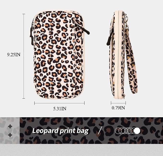 RFID Blocking Family Passport Holder, Leopard print style，Multi-functional Travel Document Organizer, for Women, Men, and Families