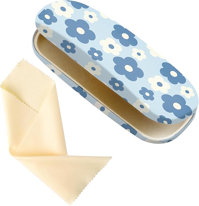 Glasses Case Hard Shell,Portable Protective Eyeglasses Case, Eyeglass Holder Box with Cleaning Cloth, for men women