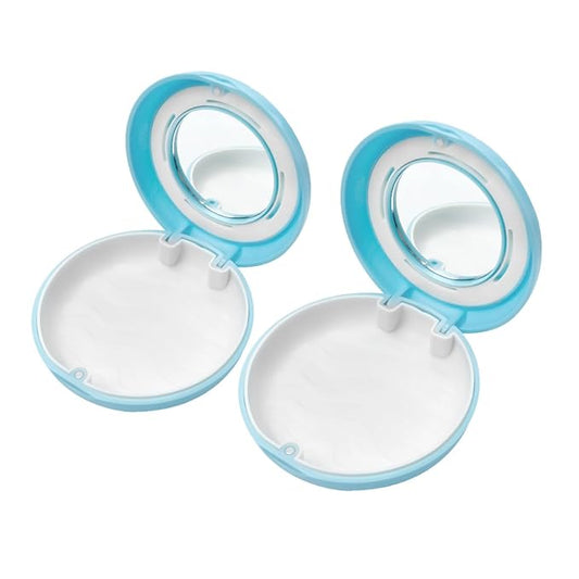 2pcs Retainer Case with Mirror and Vent Holes, Convenient and Cute Orthodontic Aligner Retainer Case for Travel, Give to Family Members, Friends and Colleagues