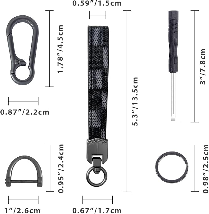 OHKYOOT Leather Car Keychain for Home Car Keys | Carabiner Clip Key Fob Keychain for Women Men,Car Key Holder with 3 Key Ring and Anti-Lost D Ring