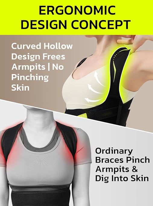 Posture Corrector for Women, Adjustable Upper Back Brace Black L | Pain Relief & Back Straightener, Improve Rounded Shoulders, Hunchback Correction, Posture Support Brace