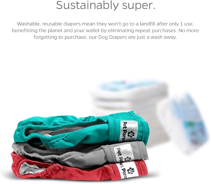 Pet Parents® Washable Dog Diapers (3pack) + Extendrs® of Durable Doggie Diapers, Premium Dog Diapers Female (Small, Southern Belle)