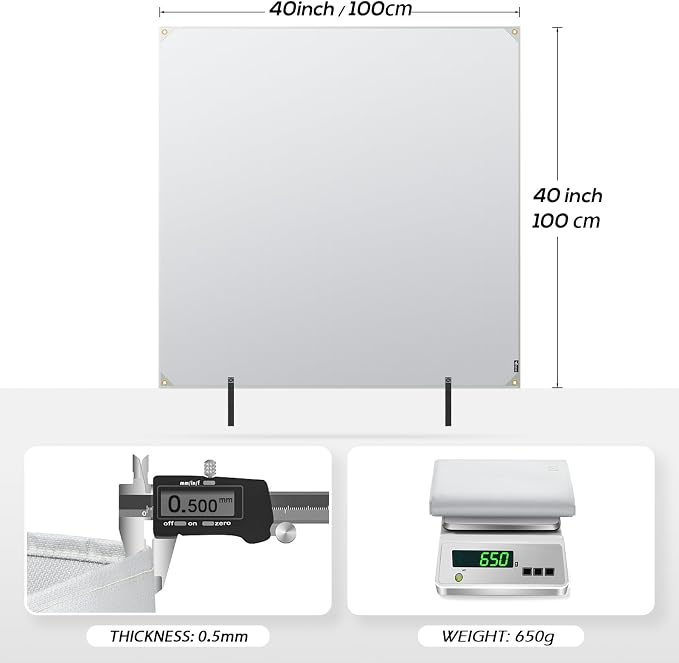 FLASLD Fireproof Lithium Battery Cover 40×40 inch, Fastest & Simplest Way to Isolate and Extinguish Small Fires, Fire Blanket for E-Scooter and E-Bike Grey