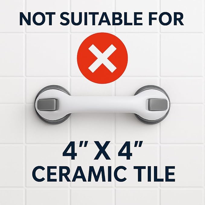 2 Pack Grab Bars for Bathtubs and Showers, Shower Handles for Elderly Seniors bar Safety 500 lbs Walls Handicap Heavy Duty Holder Hooks to Lift Large Tile Glass Suction Cups Tool