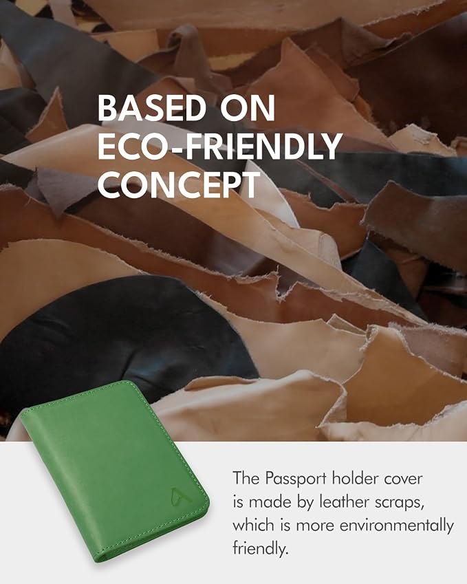 ALLIVE Passport Holder for Travel, Genuine Leather Passport Holder Women Men,Passport Cover,Travel Wallet Must Haves Airport Essentials Travel Gifts Green