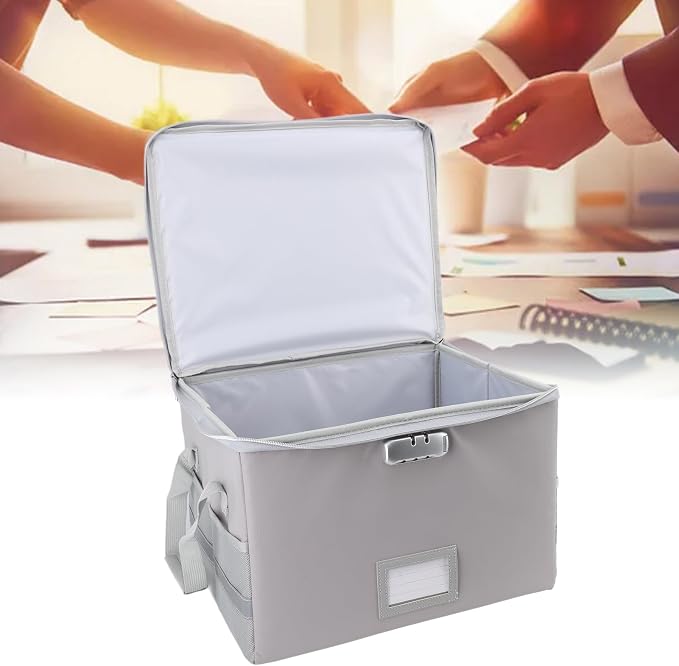 Fireproof Document Box, 1000℃ Fireproof Document Organizer, Portable File Storage Box with Lock and Reflective Strip for Documents Passports Valuables