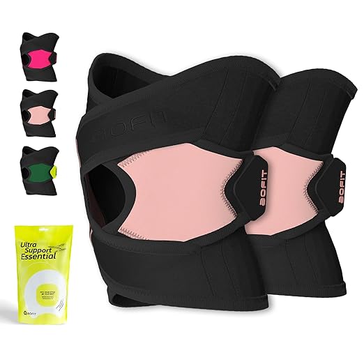 Knee Brace for Women& Men (1 Pair), Knee Braces Wrap Adjustable Compression Sleeve Knee Support with Memory Stabilizers,Knee Support for Knee Pain Relief Meniscus Tear Pink 5XL