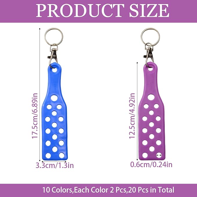 20 Pcs Shoe Charm Keychain Holder 10 Colors | Silicone PVC, Luggage Tag Hole, Key Ring Decoration