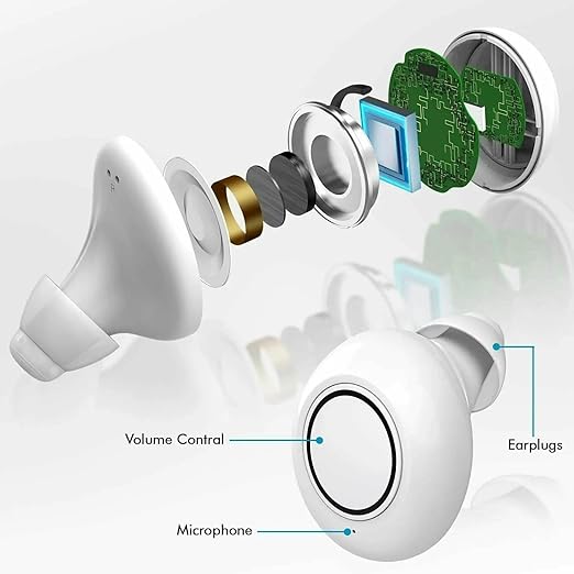 Hearing Aids for Seniors, Rechargeable Hearing Amplifier Loud Sound with USB Portable Charging Case, 2-Pack (White)