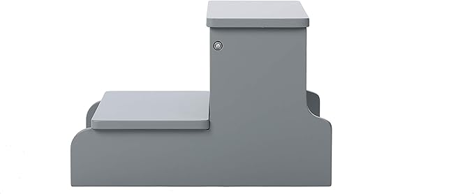 BirdRock Home Wooden Step Stool for Kids - Grey – Decorative - Strong Sturdy Wood 2 Steps - Toddler Kids Step Helper for Kitchen Sink – Bathroom Toilet Stepping – Lightweight Construction