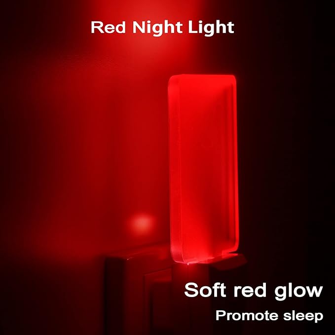 Red Night Lights Plug in 2 Pack, 0.5W Red Light Night Light with Dusk to Dawn Sensor, Auto On/Off LED Night Light Plug into Wall Pefect for Babyroom, Bedroom, Bathroom