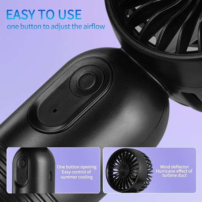 JODNO Mini Portable Fan 3 Pack, Cute Handheld Battery Operated Lightweight Small Personal Fans with 3 Speeds and USB Rechargeable Eyelash Fan for Women Men Office Outdoor Travel Camping
