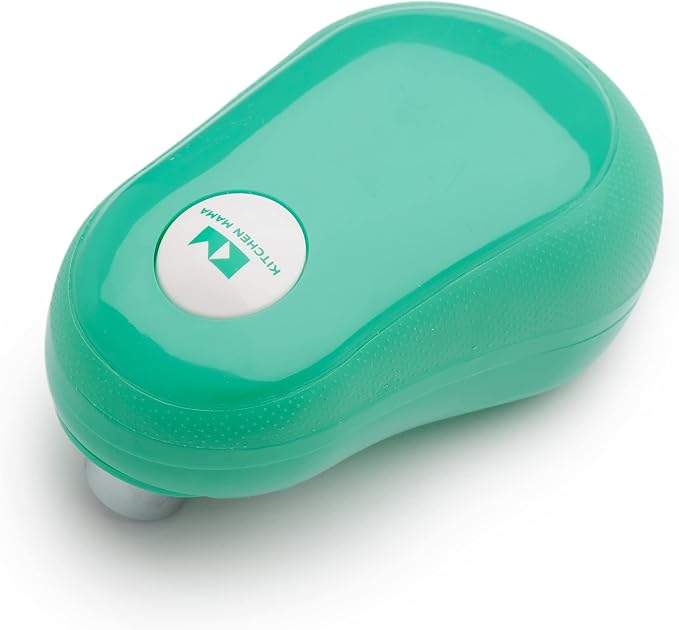 Kitchen Mama One Touch Electric Can Opener, Teal | Opens with One Button Press, Auto-Stop, Smooth Edge, Cordless, Battery Operated