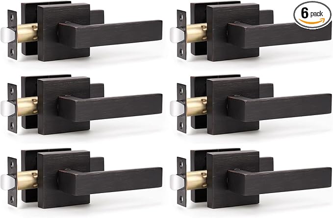 KNOBWELL Oil Rubbed Bronze Interior Door Handles Passage Function Heavy Duty Door Leversets, Closet Door Levers for Left or Right Handing, 6 Pack 2.07 lb One Lever