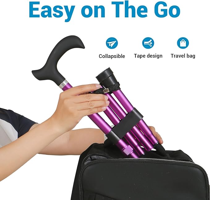 Walking Cane - Collapsible Adjustable Folding Canes for Men & Women, Walking Stick with for Seniors & Adults