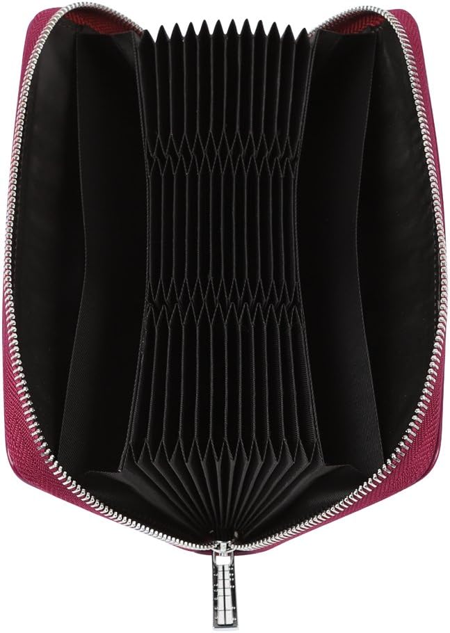 Women 36 Slots RFID Blocking Card Holder Large Long Leather Zipper Organizer Accordion Wallet,Purple