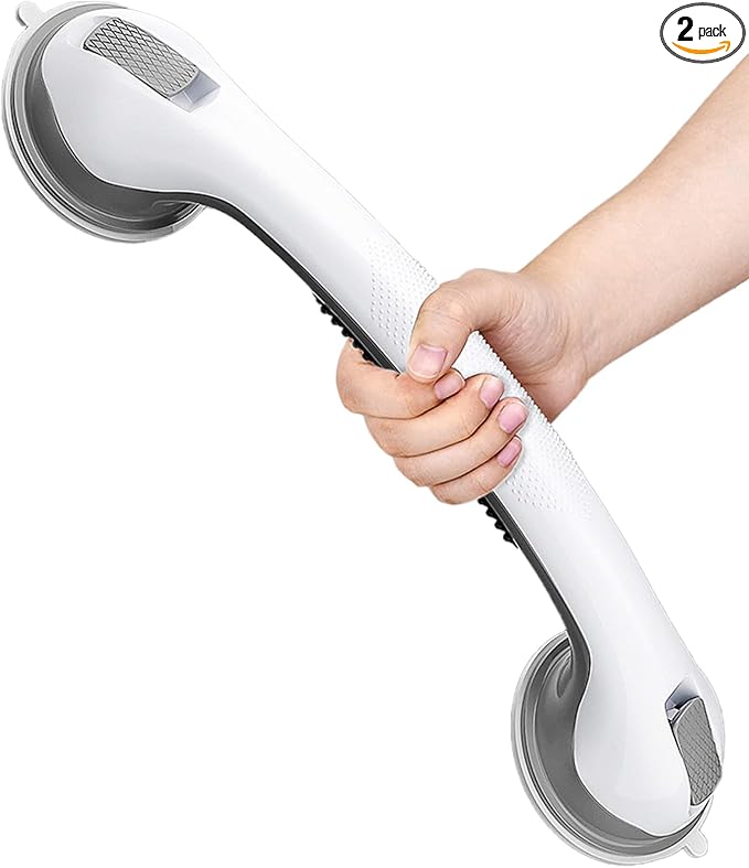 2 Pack 16 Inch Shower Grab Bars - 250LBS Heavy Duty Bath Safety Handles, Non-Slip No Drilling Removable Shower Grips for Bathtubs & Showers, Waterproof Bathroom Assist Handles for Seniors & Elderly