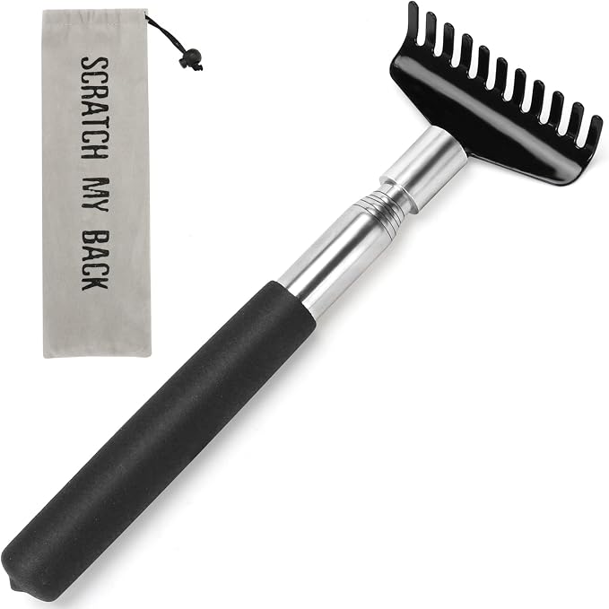 Oversized Portable Extendable Back Scratcher, Upgraded Metal Stainless Steel Telescoping Back Scratcher Tool with Canvas Carrying Bag