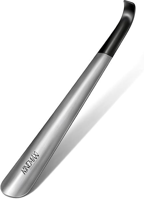 NINEMAX Shoe Horn Long Handle Metal 16.5" for Boot, Long Shoe Horns for Seniors for Men, Women