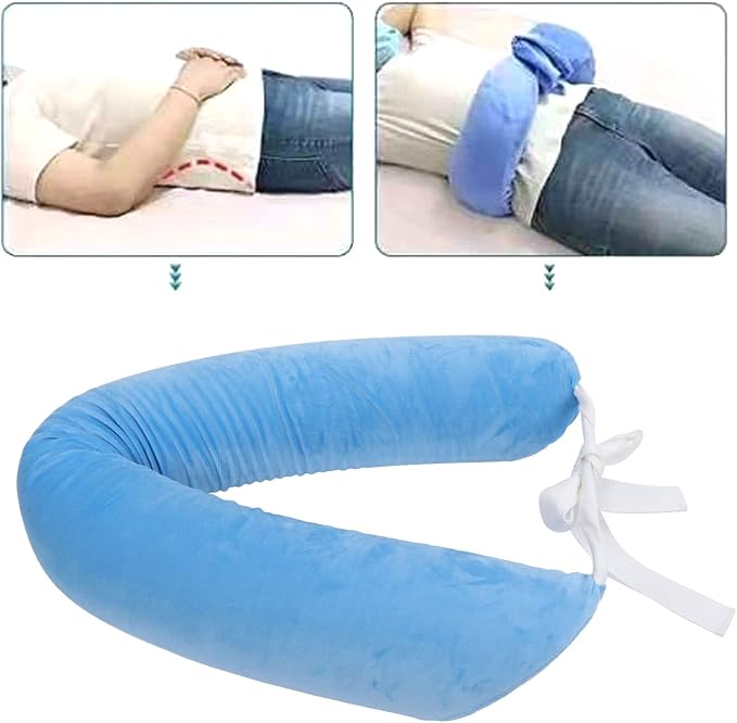 Lumbar Support Pillow for Elderly, Adjustable Waist Back Support Pillow with Straps, Ergonomic Sponge Roll for Lumbar Pain Relief, Detachable Washable Flannel Cover