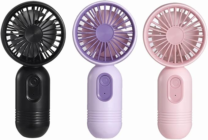 JODNO Mini Portable Fan 3 Pack, Cute Handheld Battery Operated Lightweight Small Personal Fans with 3 Speeds and USB Rechargeable Eyelash Fan for Women Men Office Outdoor Travel Camping
