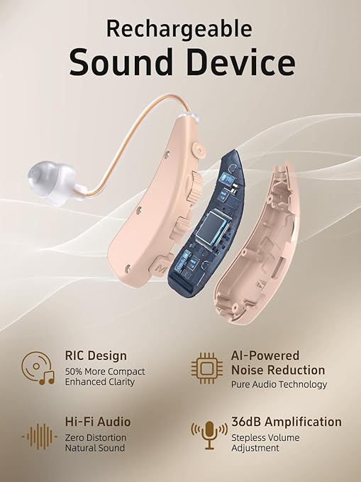Hearing Aids for Seniors, Rechargeable Hearing Aids For Seniors with 2 Preset Modes and Adjustable Volume, Hearing Amplifiers seniors with Charging Base