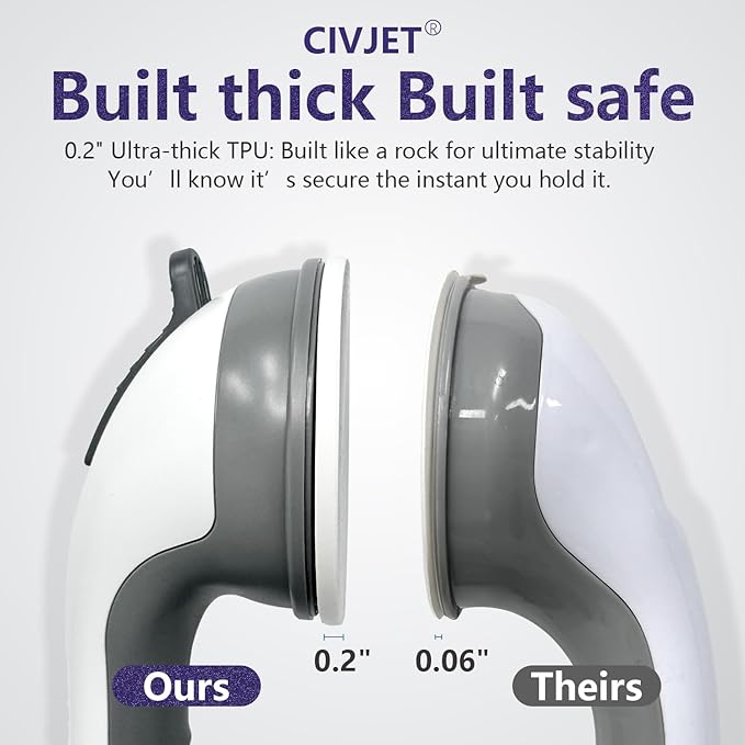 2 Pack Grab Bars for Bathtubs and Showers, Shower Handles for Elderly Seniors bar Safety 500 lbs Walls Handicap Heavy Duty Holder Hooks to Lift Large Tile Glass Suction Cups Tool