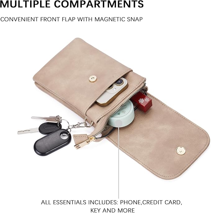 BOSTANTEN Small Crossbody Bag for Women Designer Cell Phone Purse | Vegan Leather, Multiple Pockets, Card Slots, Compact Size for Phone, Cards and Keys, Daily Travel Shopping Use