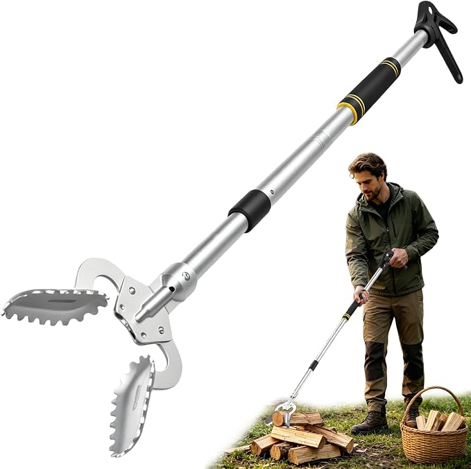 Grabber Reacher Tool,53-inch Foldable Aluminum Alloy Heavy-Duty Grabber Suitable for use as Barbecue firewood Tongs and Lawn cleanup Features a Wide-jaw Head and Nylon Handles Sturdy and Durable