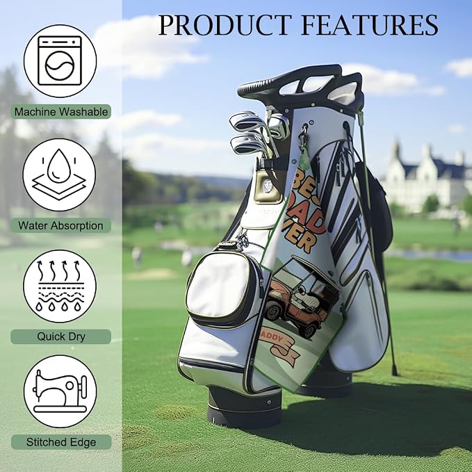DYJYBMY Best Dad Ever Golf Towel with Clip, Funny Father's Day Printed Golf Towel, Retro Golfing Accessory for Men, Father's Day Golfing Gifts, Birthday Retirement Gifts for Grandpa Uncle Husband Dad