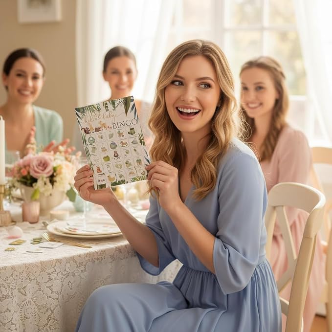 Baby Shower Bingo Game Cards Set for Guests Adults, Animals Woodland Baby Shower Party Bingo Game Gender Reveal Bingo Game for Family Friends Large Group Activity, Favors Supplies Decorations